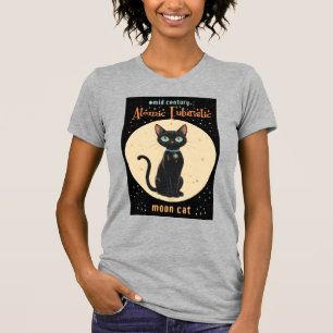 T-shirt Lune de chat noir atomique futuriste avec texte