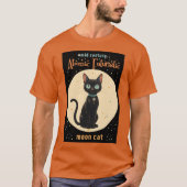 T-shirt Lune de chat noir atomique futuriste avec texte (Devant)