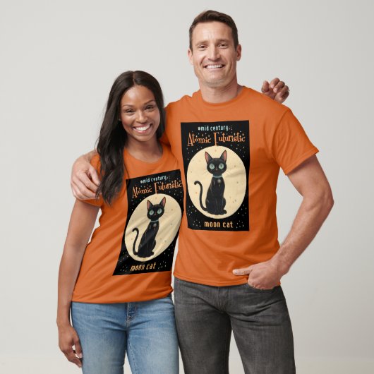 T-shirt Lune de chat noir atomique futuriste avec texte (Unisexe)