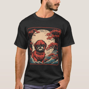 T-shirt Lune de Fleur de Cerisier Race de Chien de Compagn