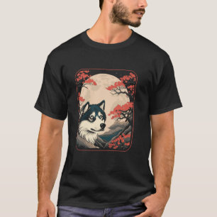 T-shirt Lune de Fleur de Cerisier Race de Chien - Husky Si