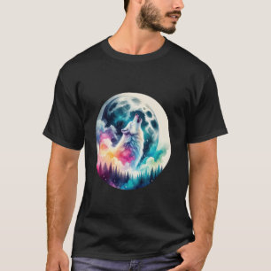 T-shirt Lune de la forêt de loup Lune Vintage Cosmic Howli