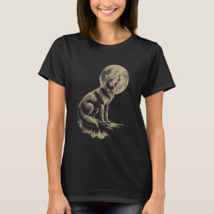 T-shirt Lune de la forêt de loup Lune Vintage Cosmic Howli