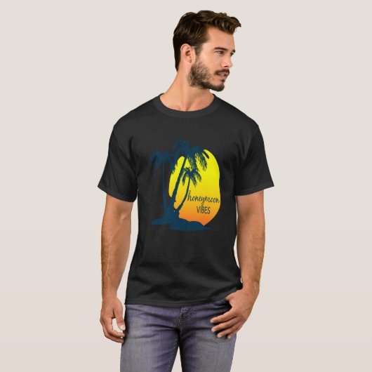 T-shirt Lune de miel Vibes Beach Palm Tree après Mariage V (Devant entier)