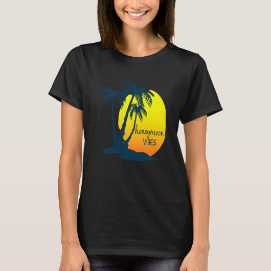 T-shirt Lune de miel Vibes Beach Palm Tree après Mariage V (Devant)