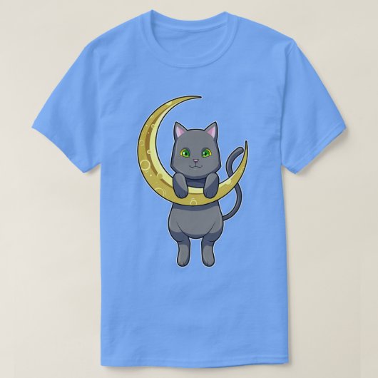 T-shirt Lune de nuit de chat 1 (Design devant)
