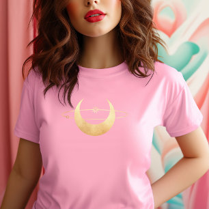 T-shirt Lune d'or et étoile ésotérique