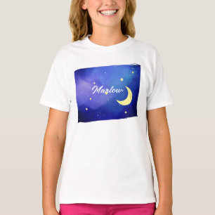 T-shirt Lune et Étoiles Nom personnalisé