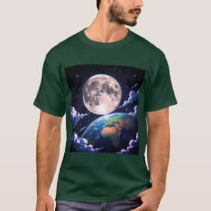 T-Shirt "Lune et planète Terre"