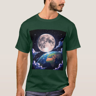 T-Shirt "Lune et planète Terre"