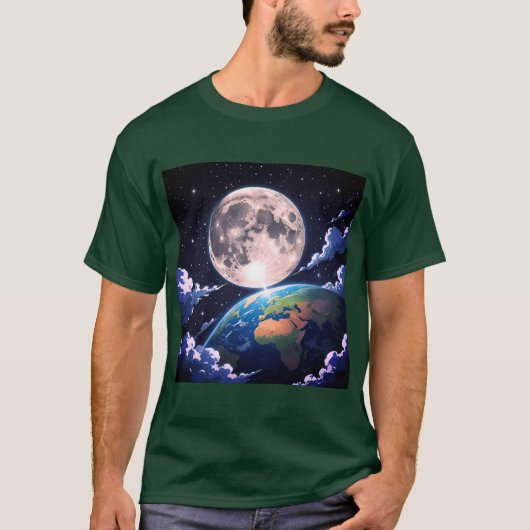 T-Shirt "Lune et planète Terre" (Devant)