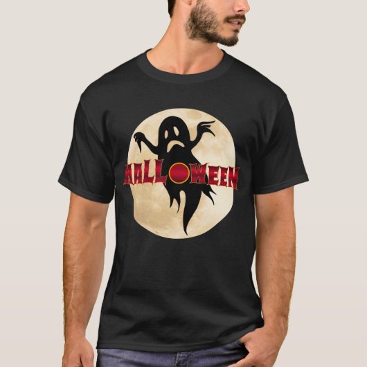 T-shirt Lune fantôme d'Halloween (Devant)