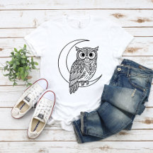 Lune Hibou Ligne d'Art avec Croissant de Lune