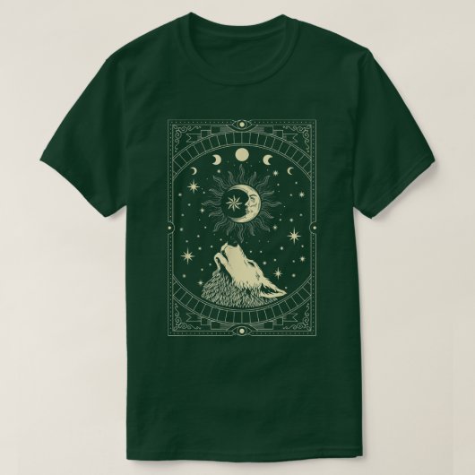 T-shirt Lune Howling Wolf - Sorcière gothique Occulte (Design devant)