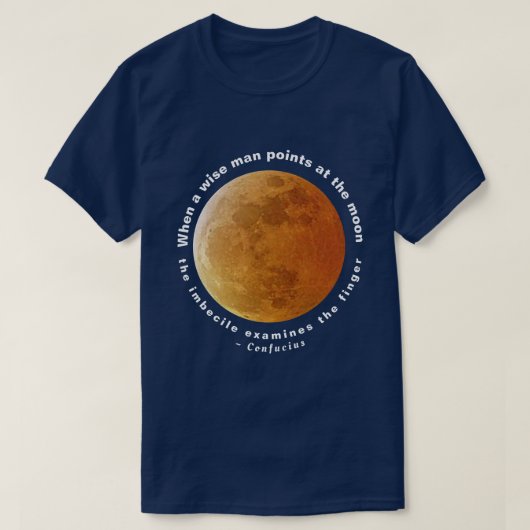 T-shirt Lune jaune et citation Confucius (Design devant)