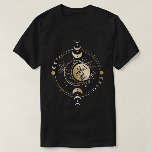 T-shirt Lune Mystique Et Boho Céleste De Phase Solaire Vin (Design devant)