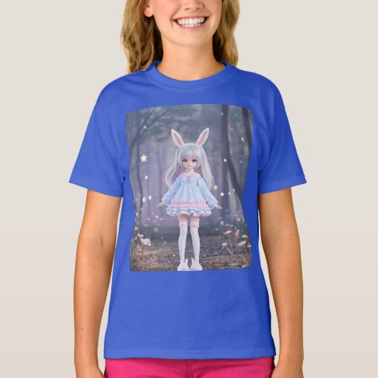 T-shirt Lune Rabbit Kawaii Poupée (Devant)