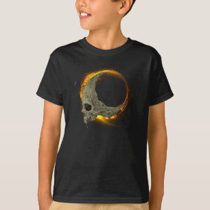 T-shirt Lune rétro mort brûlant le crâne en feu