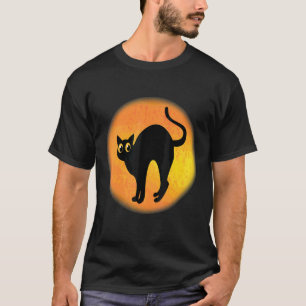 T-shirt Lune rose effrayante Halloween Chat noir Enfants F