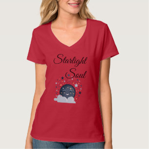 T-shirt lune souriante avec des étoiles femmes nuit rêveus