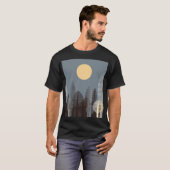 T-shirt Lune sur la forêt rayée, argent. (Devant entier)