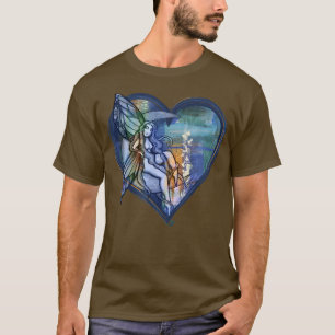 T-shirt LuneEnfant bleu fée art lune fées