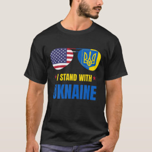 T-shirt Lunettes américaines Drapeau Je suis avec l'Ukrain