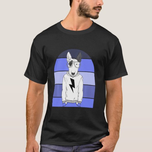 T-shirt Lunettes d'avion cool Nerdy Bull Terrier Chien Ret (Devant)