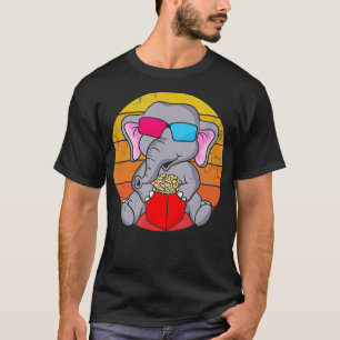 T-shirt Lunettes de cinéma 3D Retro Elephant mignonnes