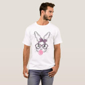 T-shirt Lunettes de léopard visage de lapin Bubble Gum jou (Devant entier)