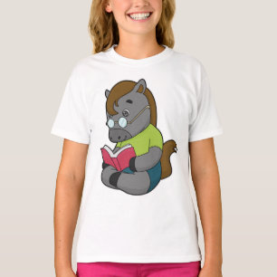 T-shirt Lunettes de livre Nerd de cheval
