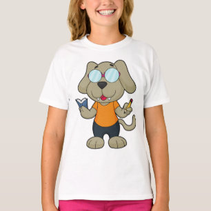T-shirt Lunettes de livre Nerd de chien