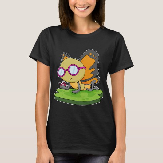 T-shirt Lunettes de livre papillon (Devant)