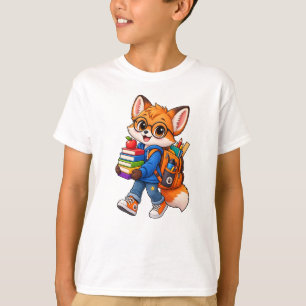 T-shirt Lunettes de renard mignon Sac à dos Livres - enfan