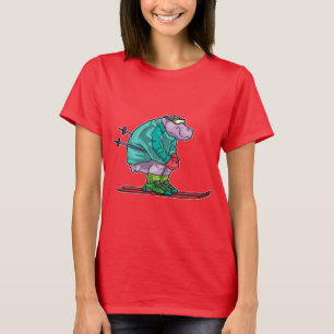 T-shirt Lunettes de ski Skieur Hippopotame Ski