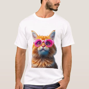 T-shirt Lunettes de soleil 3D Feline élégant Tee