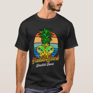T-shirt Lunettes de soleil à l'ananas hawaïen Waikiki Beac