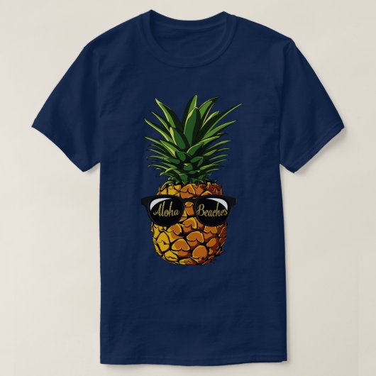 T-shirt Lunettes de soleil à l'ananas Plages d'Aloha Hawai (Design devant)