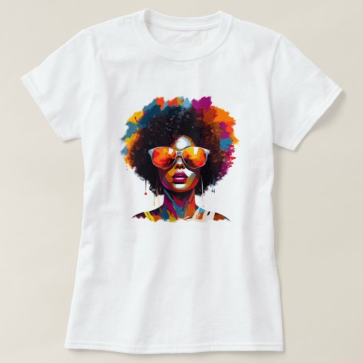 T-shirt Lunettes de soleil Afro Chic (Design devant)