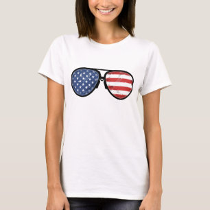 T-Shirt Lunettes de soleil américaines drapeau Éta