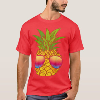 T-shirt Lunettes de soleil ananas amusantes Art Hawaiian A