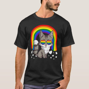 T-shirt Lunettes de soleil arc-en-ciel LGBT Fierté Gay Cha