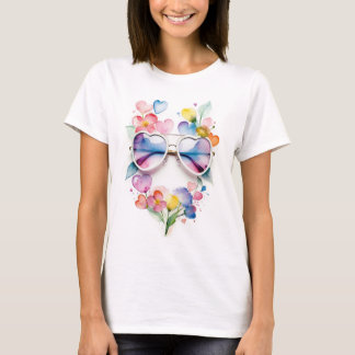 T-shirt Lunettes de soleil avec Fleurs