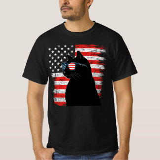 T-shirt Lunettes de soleil Black Cat Drapeau Américain 4 j