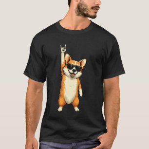 T-shirt Lunettes de soleil Cool Corgi Rock Music