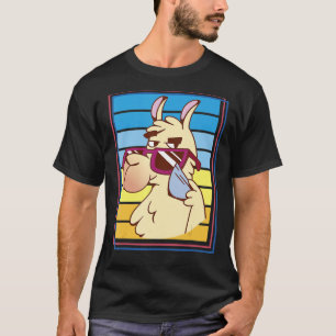 T-shirt Lunettes de soleil cool Llama Alpaca Cool Retro Vi