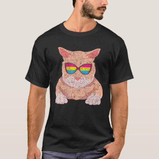 T-shirt Lunettes de soleil cool Pansexual Drapeau Chat Pan