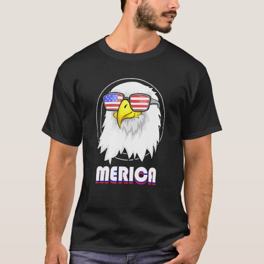 T-shirt Lunettes de soleil cool US 4 juillet Merica Bald E (Devant)