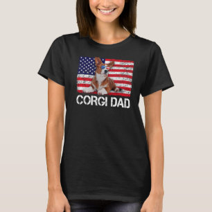 T-shirt Lunettes de soleil Corgi Papa Drapeau Américain Ch