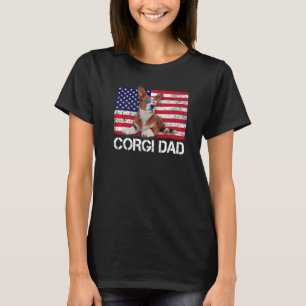 T-shirt Lunettes de soleil Corgi Papa Drapeau Américain Us